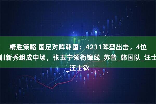 精胜策略 国足对阵韩国：4231阵型出击，4位青训新秀组成中场，张玉宁领衔锋线_苏普_韩国队_汪士钦
