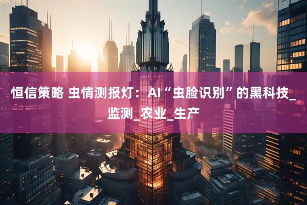 恒信策略 虫情测报灯：AI“虫脸识别”的黑科技_监测_农业_生产